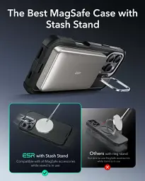 Протиударний чохол з підставкою ESR Cyber ​​Tough Case з Stash Stand (HaloLock) Black для iPhone 16 Pro Max (1A7660102) - мініатюра 5