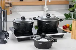 Каструля Ardesto зі скляною кришкою Gemini Anzio 6.4л алюміній чорний kuh0014756 - мініатюра 7
