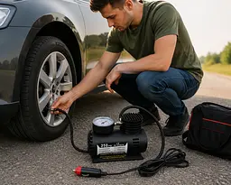 Автомобільний компресор Air Pump Ji030 12 V / Компресор для шин / Насос електричний від прикурювача - мініатюра 2