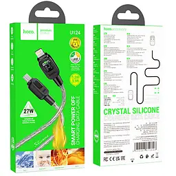 Дата кабель Hoco U124 Stone silicone power-off Type-C to Lightning (1.2m) Black - мініатюра 5