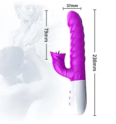 Вібратор для подвійної стимуляції Silicon, Vibrator 7 Function and Heating Mode, PURPLE Boss Series 63-00058 100166 - мініатюра 4