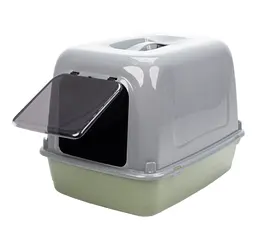 Закритий туалет для котів Ferplast Clear Cat 10 фісташково-сірий 47x36x35 см 72064099 - мініатюра 2