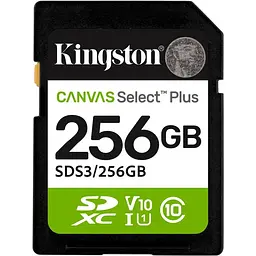 Карта пам'яті Kingston 256GB SDXC class 10 UHS-I V10 A1 Canvas Select Plus (SDS3/256GB)