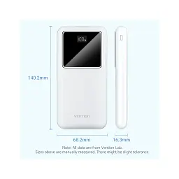 Батарея універсальна Vention 10000 mAh 22.5W Black LED Display Type (FHKB0) - мініатюра 2
