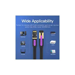 Патч-корд Vention 15 м, UTP Cat. 7 RJ-45 плаский чорний (ICABN) - мініатюра 7