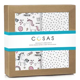 Пелюшки багаторазові Cosas дитячі Unicorn CS6 2 шт., 80х100 см, білі