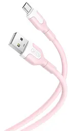 USB Кабель XO NB212 MicroUSB 2.1A 1.0m Рожевий