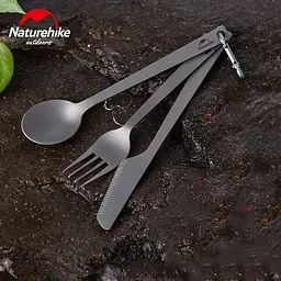 Столові титанові прилади Naturehike 3 в 1 (вилка, ложка, ножик) - мініатюра 9