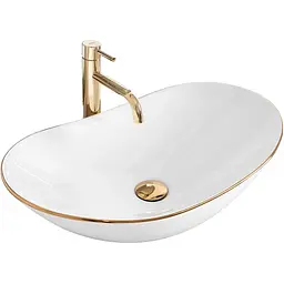 Умивальник Rea Royal gold edge накладний REA-U8570, Білий