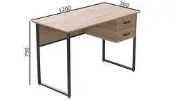 Комп'ютерний стіл Ferrum-decor Таккота 75x120x70 чорний ДСП Дуб Артізан 16мм (FRD-101947) - мініатюра 3