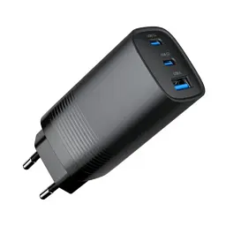 Зарядний пристрій Gembird USB-A + 2xType-C (PD18W + QC3.0 27W) black (TA-UC-PDQC65-01-BK) - мініатюра 2