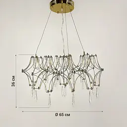 Дизайнерська невагома золота люстра із кришталем Ø 65 см | Арт. MJ203-600 Titanium | Line F - мініатюра 9