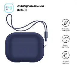 Силіконовий чохол для навушників Apple AirPods Pro 2 2022, Silicone Case with straps, синій, захисний чохол з ремінцем, ультратонкий і легкий, повний захист, з підвіскою, м"який силікон, ArmorStandart (ARM68609) - мініатюра 2