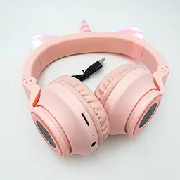 Бездротові дитячі Bluetooth навушники з котячими вушками та LED підсвічуванням Єдиноріг STN 27 рожевий - мініатюра 13