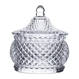 Цукорниця скляна Glass Jay з кришкою в східному стилі, diamonds Yiwu HP-YH-4