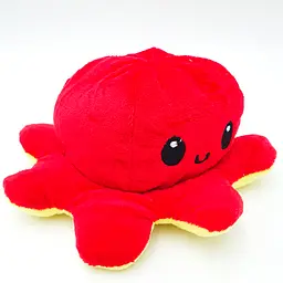 М'яка іграшка Восьминіг перевертень двосторонній веселий сумний Mood Octopus 16 см UKC червоний/жовтий - мініатюра 3