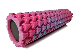 Масажний ролик EasyFit Plexus 45 см Рожевий-блакитний (EF-3341-3-PB)