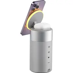 Бездротовий зарядний пристрій WiWU Wi-W022 Multi-Function with Ambient Light Speaker Silver [99538] - мініатюра 4