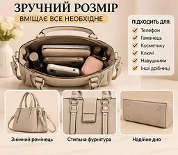 Сумка City Style з подвійними ручками та ременем - стильний аксесуар на кожен день бежева - мініатюра 3