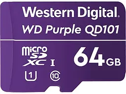 Карта пам'яті WD Purple QD101 microSDXC UHS-I Class 10 64 GB (wdD064G1P0C)