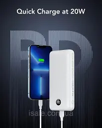 Повербанк Veger 30000 mAh VP3008PD, 20W швидка зарядка (PD/QC), білий - мініатюра 3