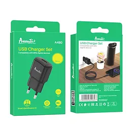 Мережевий зарядний пристрій Avantis A480 Orion (1USB/2.1A) + USB кабель Micro- чорний - мініатюра 3