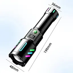 Ручний ліхтарик 1143-PM10-TG zoom LCD Type-C + PowerBank.(1x18650) 5 режимів - мініатюра 8