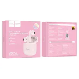 Блютуз Стерео Гарнітура Hoco EW19 Plus, 30/250 mAh, 4h Рожевий - мініатюра 3