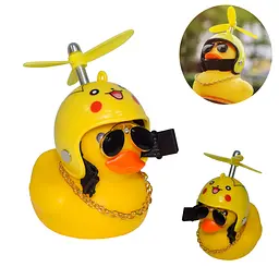 Іграшка в авто качечка Red Broken Duck, з окулярами, шоломом Пікачу, з підсвічуванням і пропелером - мініатюра 2