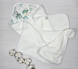 Дитячий рушничок-куточок 80х80 a.l.babybox Морські мешканці Білий