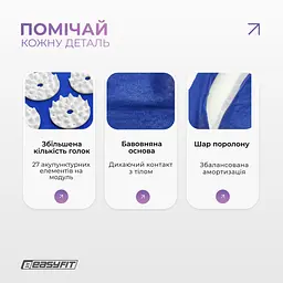 Масажний килимок Easyfit із подушкою (аплікатор Кузнєцова) Синій із білим (EF-2709-BLW) - мініатюра 6