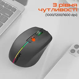 Мишка Meetion BTM002 Wireless/Bluetooth Black (MT-BTM002-A) - мініатюра 4