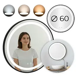 Кругле настінне дзеркало ModernHome Anti-Fog з LED-підсвіткою 60 см. - мініатюра 3