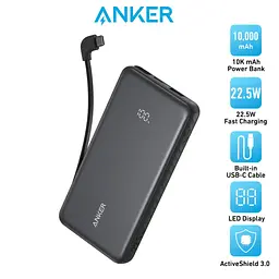Портативний зарядний пристрій - 10000 mAh 22.5W Built-In USB-C Cable Black Anker teh0027049 - мініатюра 4