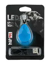 Світлодіодний LED-маячок Happet «Діамант» з USB для собак та котів, блакитний (LE05)