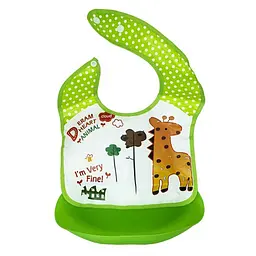 Дитячий слинявчик Трактор Mega Zayka MGZ-0602(Green Giraffe) зі знімною кишенею