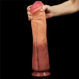 Фалоімітатор LoveToy Dual Layered Silicone Cock 12" 30 см коричневий - мініатюра 3