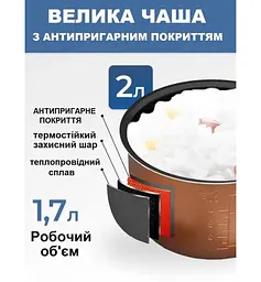 Мультиварка автомобільна рисоварка 2л 12-24в для легкової машини фури (AR-1633) - мініатюра 5