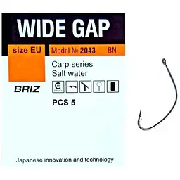 Гачок для мирної риби BRIZ Wide Gap-carp №6 (7 шт/уп) 2043BN
