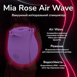 Вакуумний стимулятор для клітора Mia Rose Air Wave фіолетовий, 10 режимів, водостійкий, USB