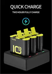 Зарядний пристрій Telesin 3 Slots Battery Charger + 2 акумулятори для Hero 9/10 GP-BTR-903 [76676] - мініатюра 9