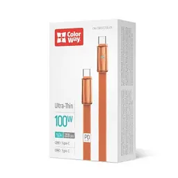 Дата кабель USB-C to USB-C 1.0m 5A 100W ultra-thin orange ColorWay (CW-CBPDCC100-OR) - мініатюра 5