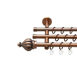 Карниз Orvit Таджа металевий трирядний циліндр (20 см) гладка труба кільце металеве Мідь 16\16\16 мм 140 см (00-00020463)