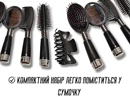 Набір пластмасових гребінців 5 предметів, Чорний - мініатюра 4
