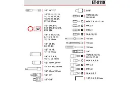 Набір інструментів Intertool Storm 1/4", 1/2" 110 шт. (ET-8110) - мініатюра 6