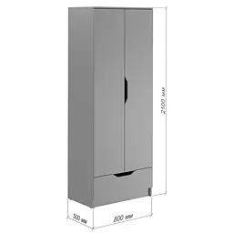 Шафа розпашна MebelStar 2Д1Ш Лілу 80x50x210 см Антрацит (MBS-1402) - мініатюра 4