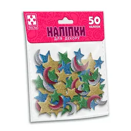 Дитячий набір м'яких наліпок Зірка та місяць VT4206-55, 50 наліпок