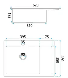 Кухонна мийка Rea Fin 620x480 мм brushed gold ZLE-06013 - мініатюра 2