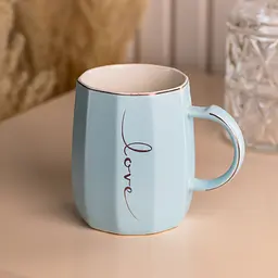 Чашка керамічна Happy Life Love 400 мл блакитна HP7188BL - мініатюра 3