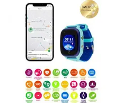 Дитячий годинник-телефон Amigo GO005 Thermometer 4G WI-FI блакитні - мініатюра 10